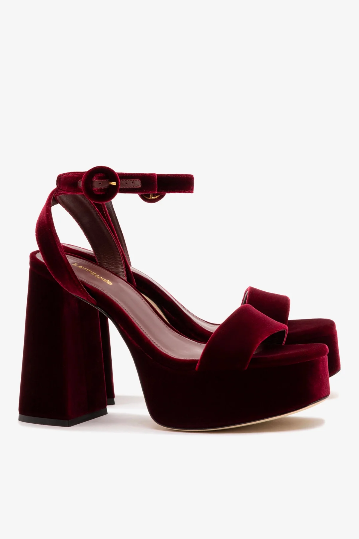 Dolly Sandal In Wine Velvet - Image 3