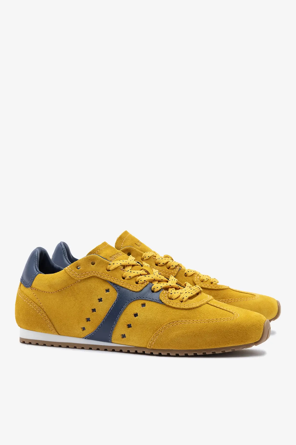 Stella Sneaker In Yellow Suede and Navy Leather - Image 3