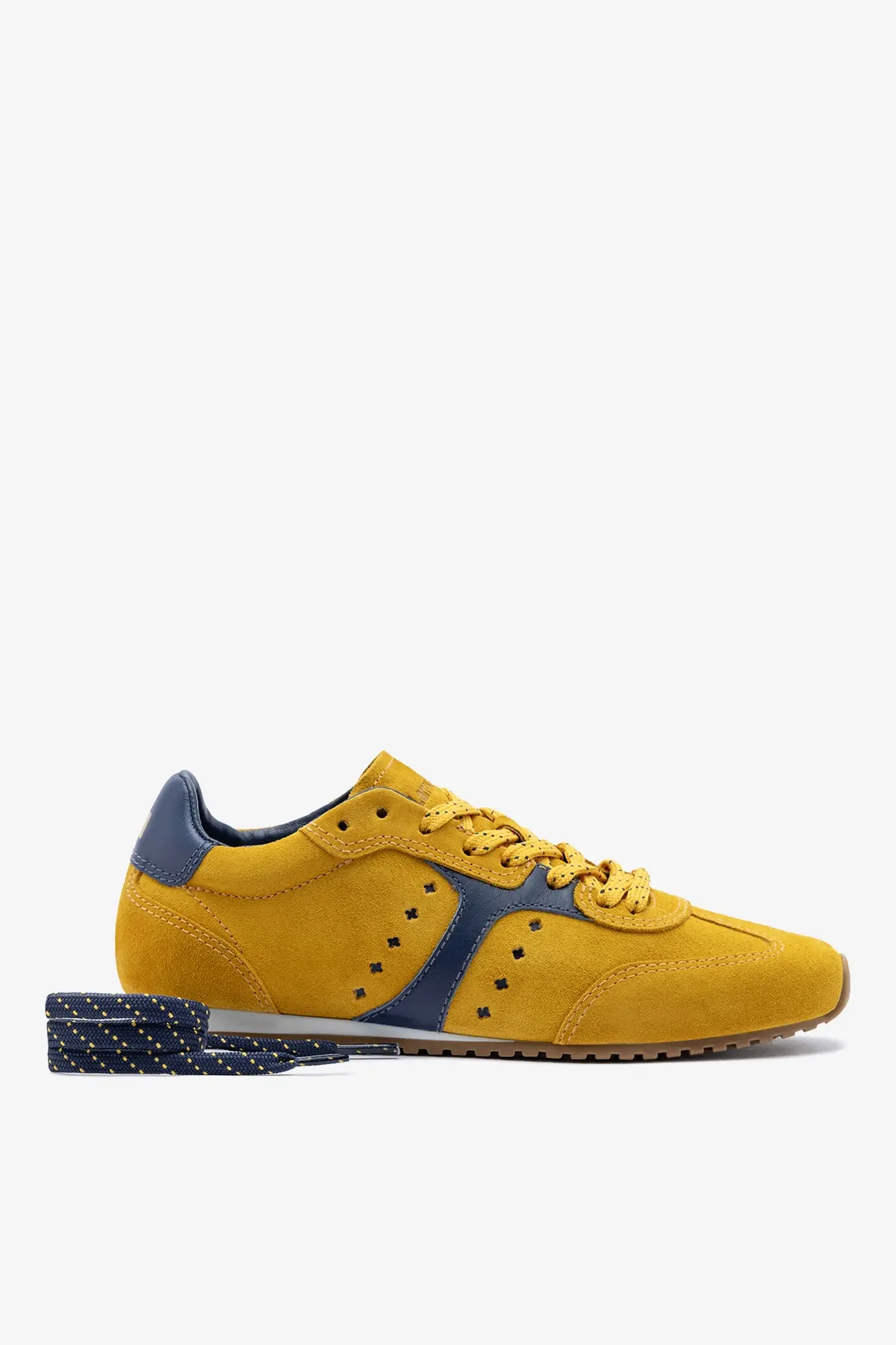 Stella Sneaker In Yellow Suede and Navy Leather - Image 5