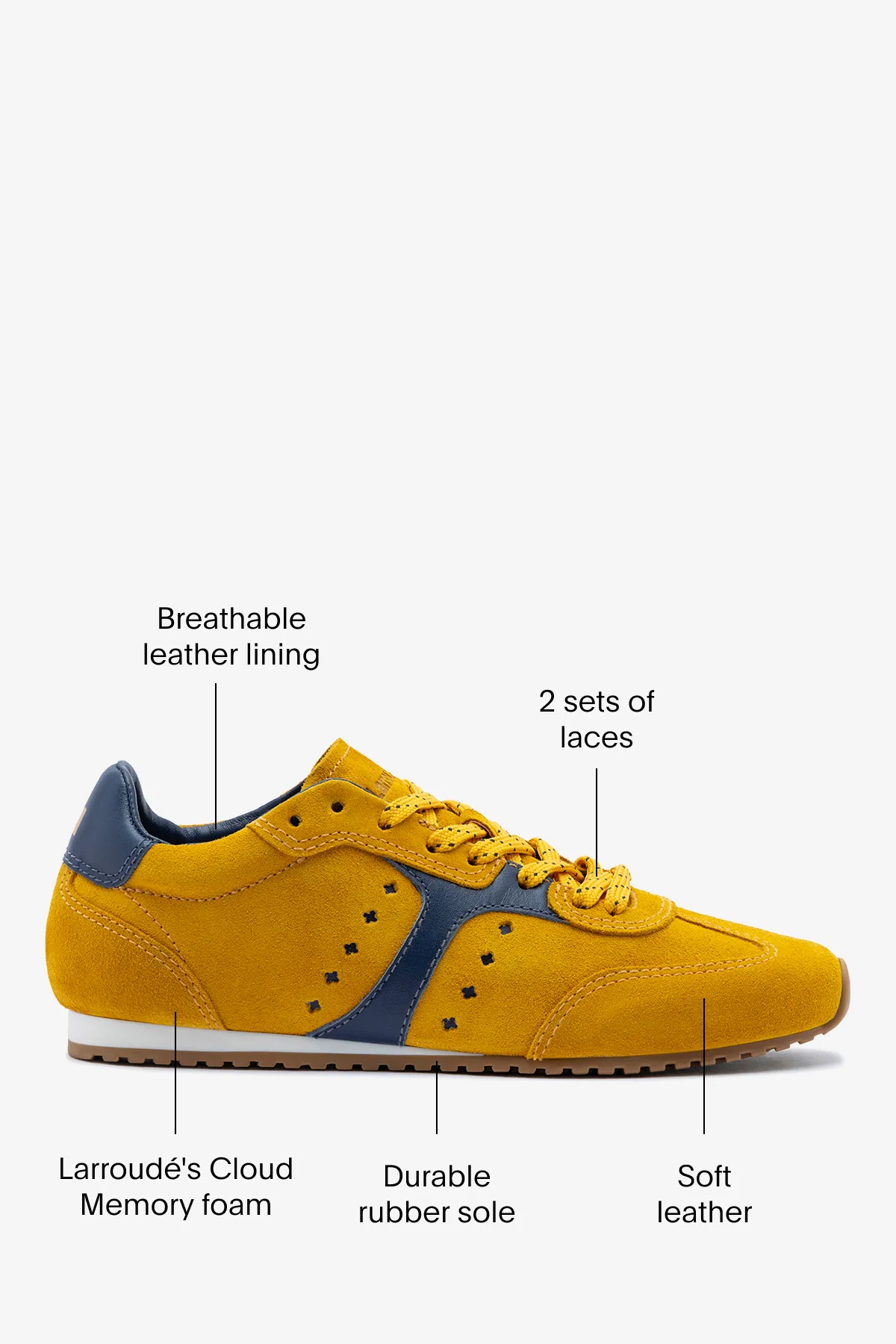 Stella Sneaker In Yellow Suede and Navy Leather - Image 6