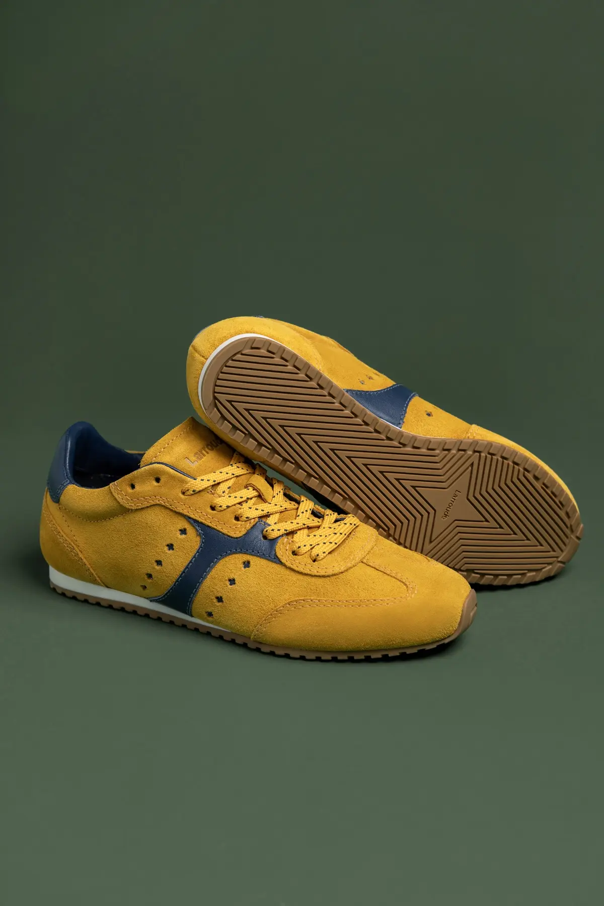 Stella Sneaker In Yellow Suede and Navy Leather - Image 7