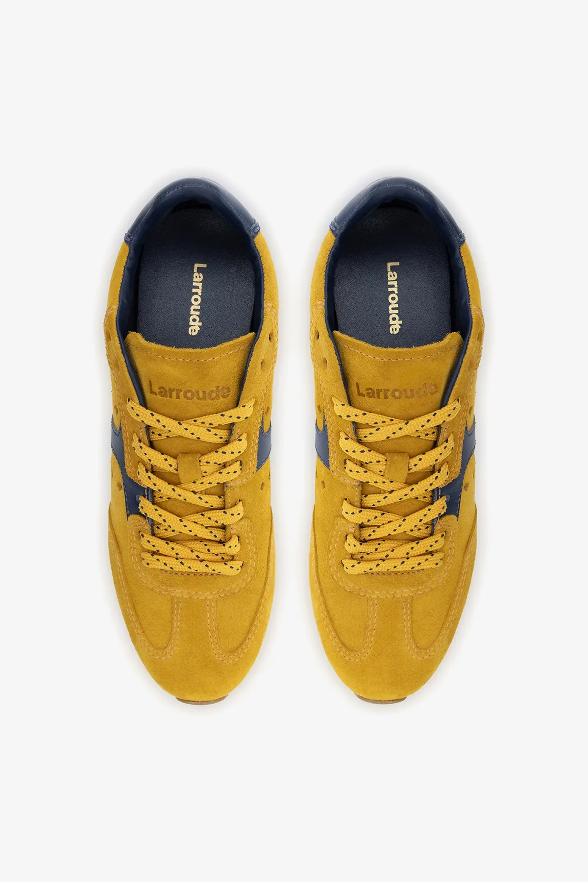 Stella Sneaker In Yellow Suede and Navy Leather - Image 8